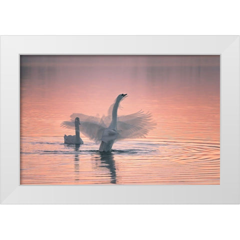 Dancing For You White Modern Wood Framed Art Print by Ning, Aidong