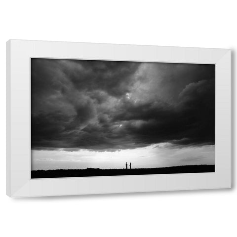 Talk Under The Sky White Modern Wood Framed Art Print by Ascic, Simun