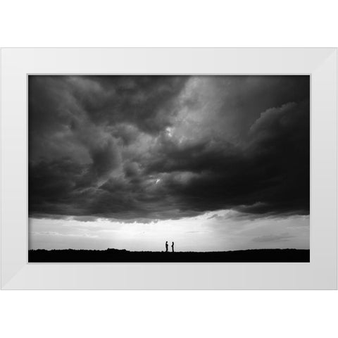 Talk Under The Sky White Modern Wood Framed Art Print by Ascic, Simun