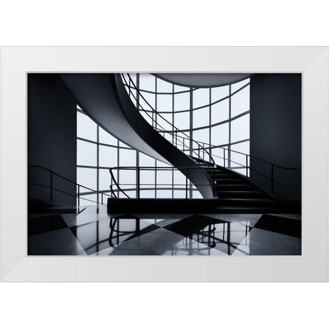 The Graceful Ascent White Modern Wood Framed Art Print by Van De, Jeroen