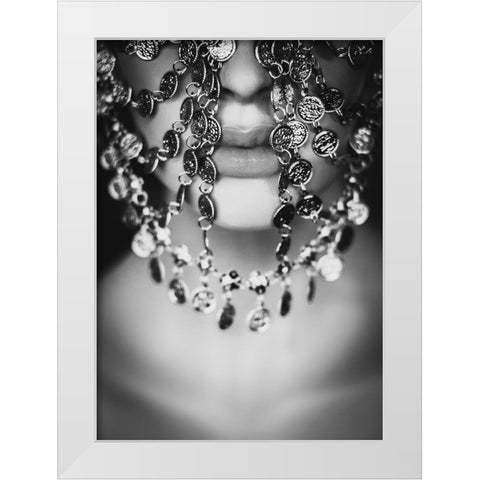 Mystacrieuse White Modern Wood Framed Art Print by Cherkaoui, Fatima