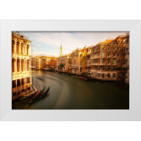 Venezia # 4 White Modern Wood Framed Art Print by Della Latta, Massimo