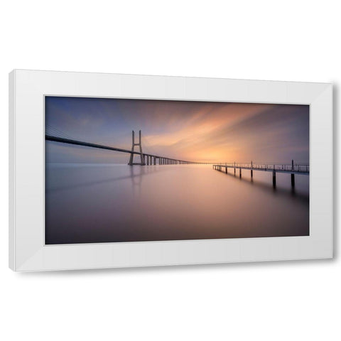 Pastel Bridge White Modern Wood Framed Art Print by Ruiz Dueso, Jorge