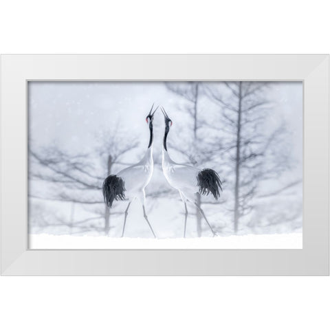 In Love White Modern Wood Framed Art Print by Deng, Larry