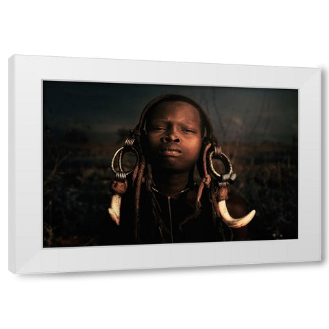 Child Mursi 4 White Modern Wood Framed Art Print by Yosifov, Svetlin