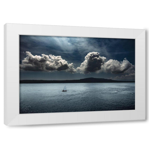 Sailing On The Blue Ocean White Modern Wood Framed Art Print by Gunawan, Rudi