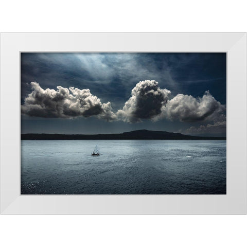 Sailing On The Blue Ocean White Modern Wood Framed Art Print by Gunawan, Rudi