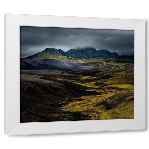 Iceland Highlands White Modern Wood Framed Art Print by Olsson, Ronny
