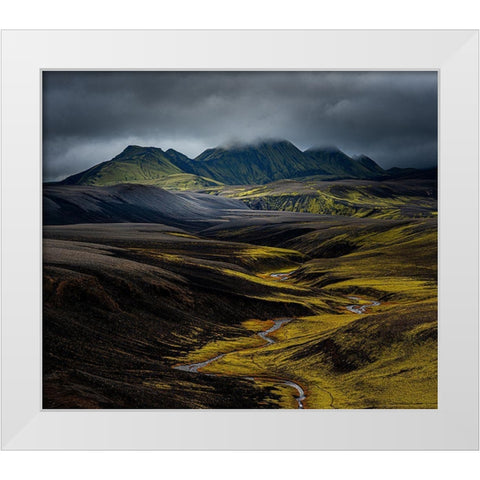 Iceland Highlands White Modern Wood Framed Art Print by Olsson, Ronny