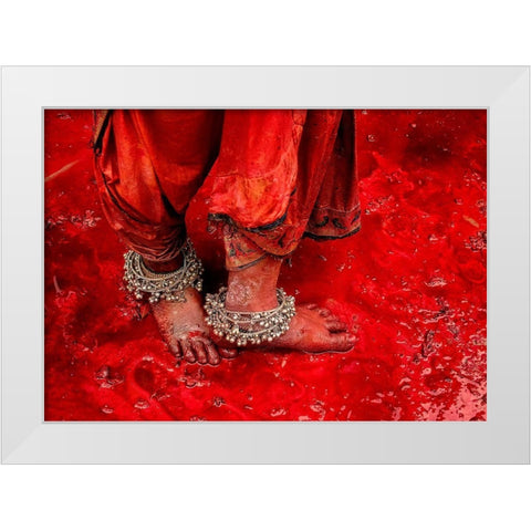 Festive Feet White Modern Wood Framed Art Print by Oberai, Jassi