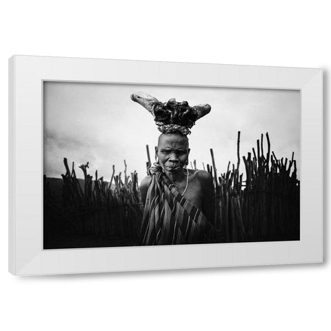 Mursi Baba White Modern Wood Framed Art Print by Yosifov, Svetlin