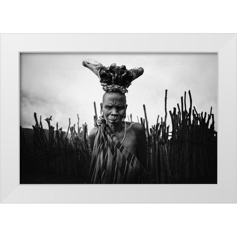 Mursi Baba White Modern Wood Framed Art Print by Yosifov, Svetlin