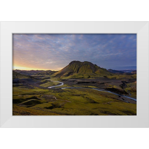 Iceland Highlands White Modern Wood Framed Art Print by Olsson, Ronny