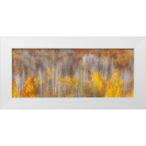 Autumn Painting White Modern Wood Framed Art Print by Xu, Mei
