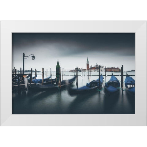 Floating On A Dream White Modern Wood Framed Art Print by Behzad, Majid