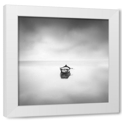 Lonely Boat White Modern Wood Framed Art Print by Digalakis, George
