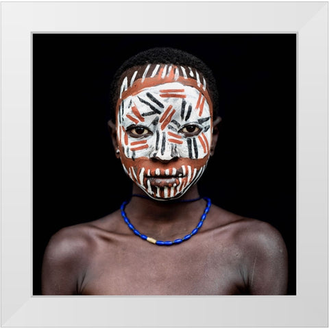 Suri Mask White Modern Wood Framed Art Print by Duarte, Carlos