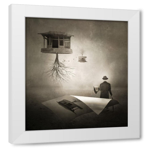 Untitled White Modern Wood Framed Art Print by XibiaoHuang