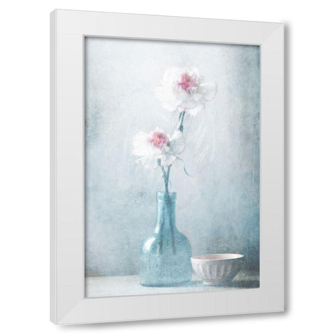 Friendship In Flowers White Modern Wood Framed Art Print by Devos, Delphine