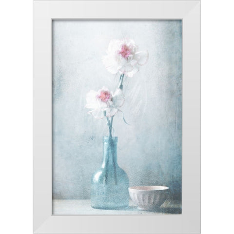 Friendship In Flowers White Modern Wood Framed Art Print by Devos, Delphine