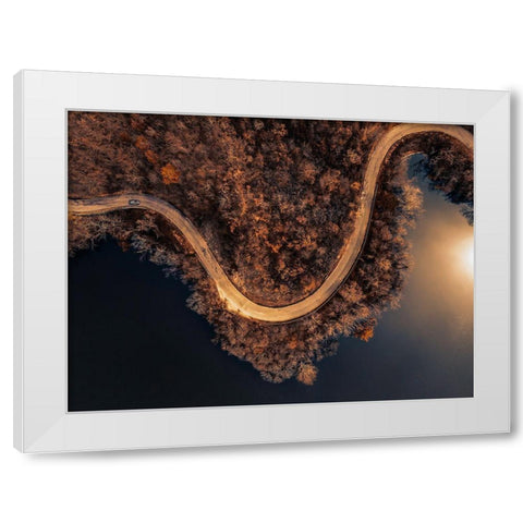 Winding Roads White Modern Wood Framed Art Print by Chiriaco, Carmine