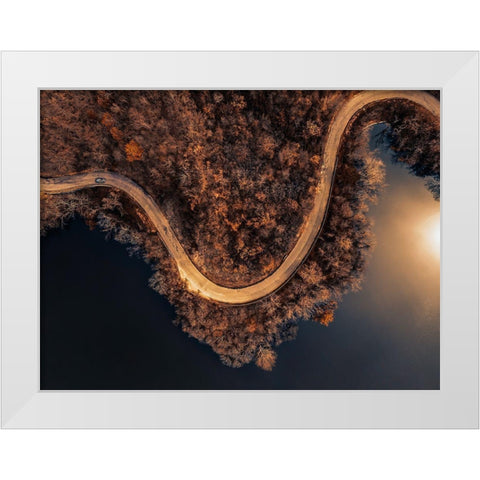 Winding Roads White Modern Wood Framed Art Print by Chiriaco, Carmine