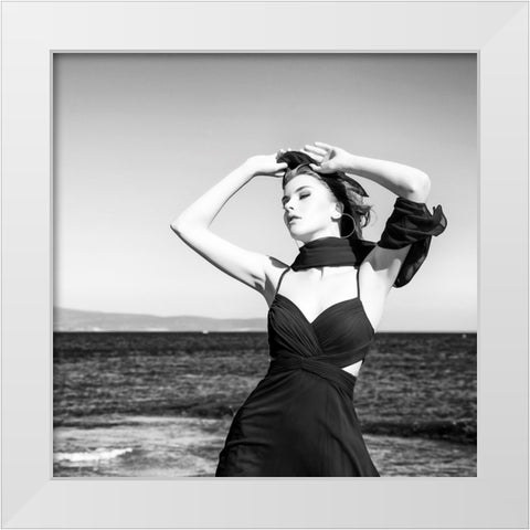 Model White Modern Wood Framed Art Print by OTU, Metin