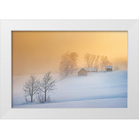 Small Village White Modern Wood Framed Art Print by Jochen, Burger