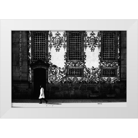 On Circles White Modern Wood Framed Art Print by Abrantes, Paulo