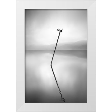 Waiting For The Sun White Modern Wood Framed Art Print by Digalakis, George