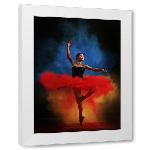 Color Dance White Modern Wood Framed Art Print by Kisworo, Sebastian