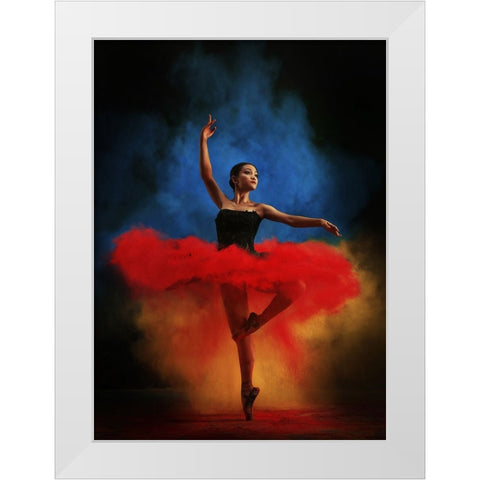 Color Dance White Modern Wood Framed Art Print by Kisworo, Sebastian