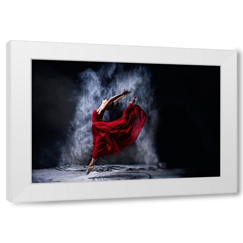 Red Dancing White Modern Wood Framed Art Print by Kleiner, Petr