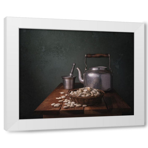 Beans White Modern Wood Framed Art Print by Perfoncio, Margareth