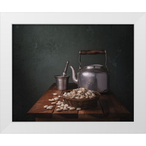 Beans White Modern Wood Framed Art Print by Perfoncio, Margareth