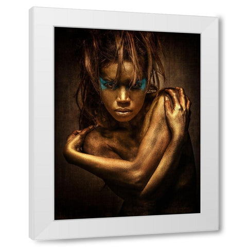 Golden Girl White Modern Wood Framed Art Print by Siegart