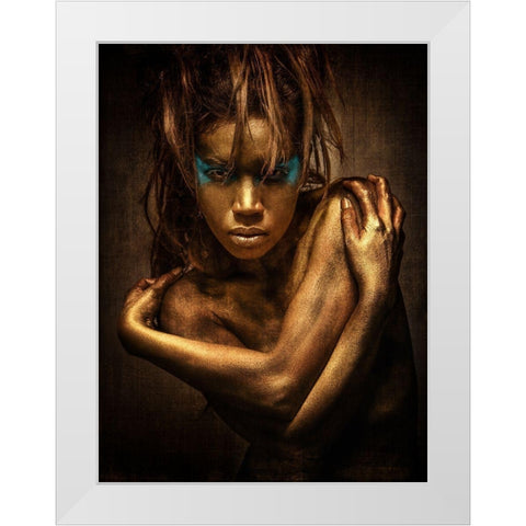 Golden Girl White Modern Wood Framed Art Print by Siegart