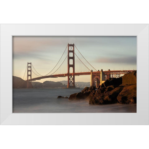 Golden Gate Bridge White Modern Wood Framed Art Print by Langager, Ron