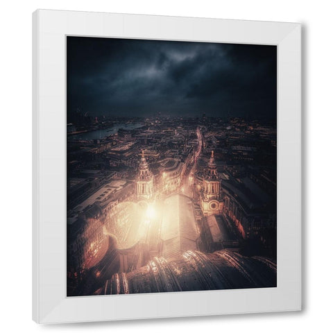 A Light In Darkness White Modern Wood Framed Art Print by George, David