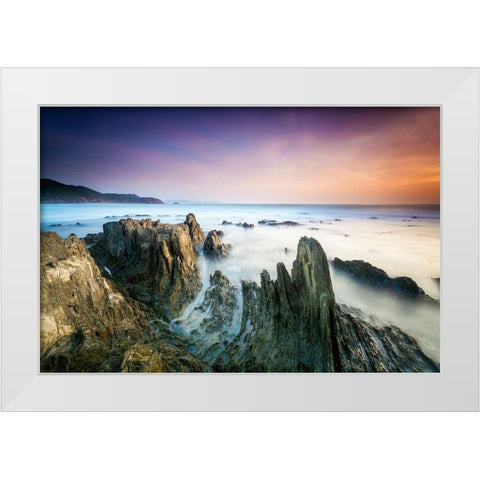 Sunset White Modern Wood Framed Art Print by Atzori, Daniele