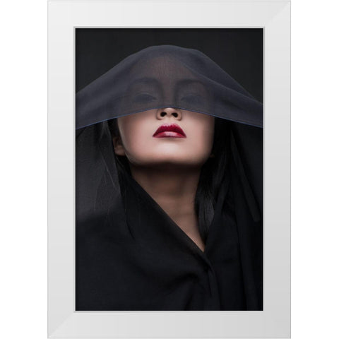 Her Red Lips White Modern Wood Framed Art Print by Boer, Faldhy