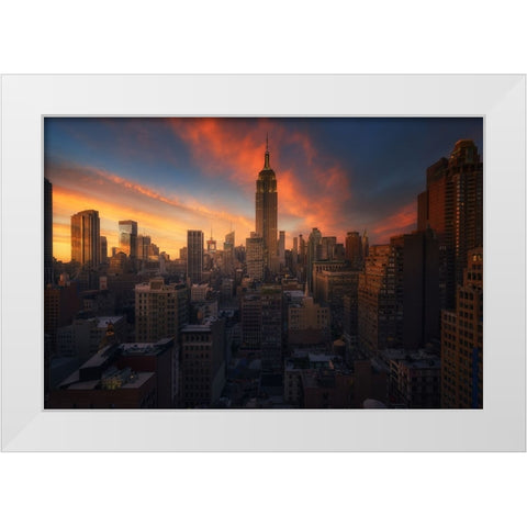 Rooftop, New York White Modern Wood Framed Art Print by Martin Castan, David