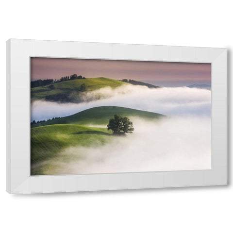 Green Hills White Modern Wood Framed Art Print by Jochen, Burger