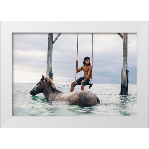 Sea Horses White Modern Wood Framed Art Print by Ashley, Ben