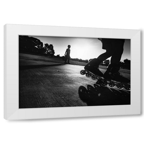Wheels Up White Modern Wood Framed Art Print by Zhang, Despird
