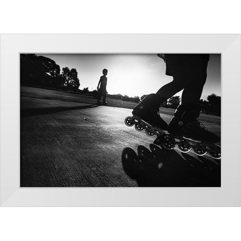 Wheels Up White Modern Wood Framed Art Print by Zhang, Despird