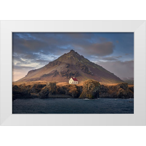 Arnarstapi White Modern Wood Framed Art Print by Cremades, Carlos