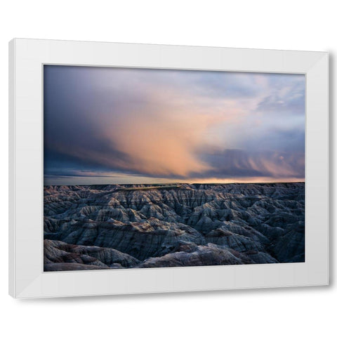 Twilight Over Badlands White Modern Wood Framed Art Print by Fan, John