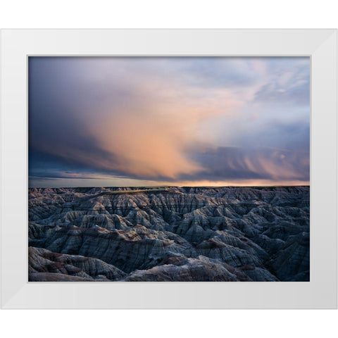 Twilight Over Badlands White Modern Wood Framed Art Print by Fan, John