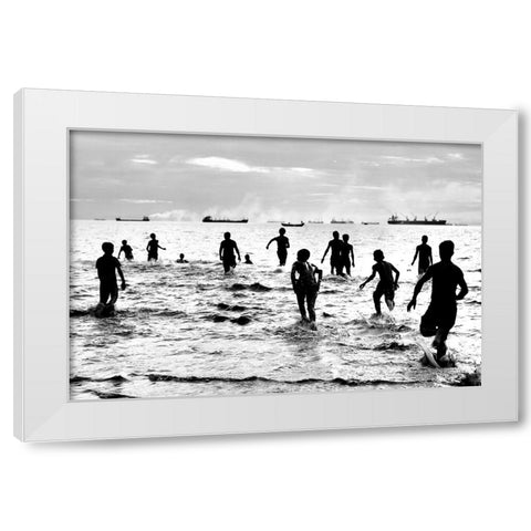 Happiness White Modern Wood Framed Art Print by Sirajakramkayes